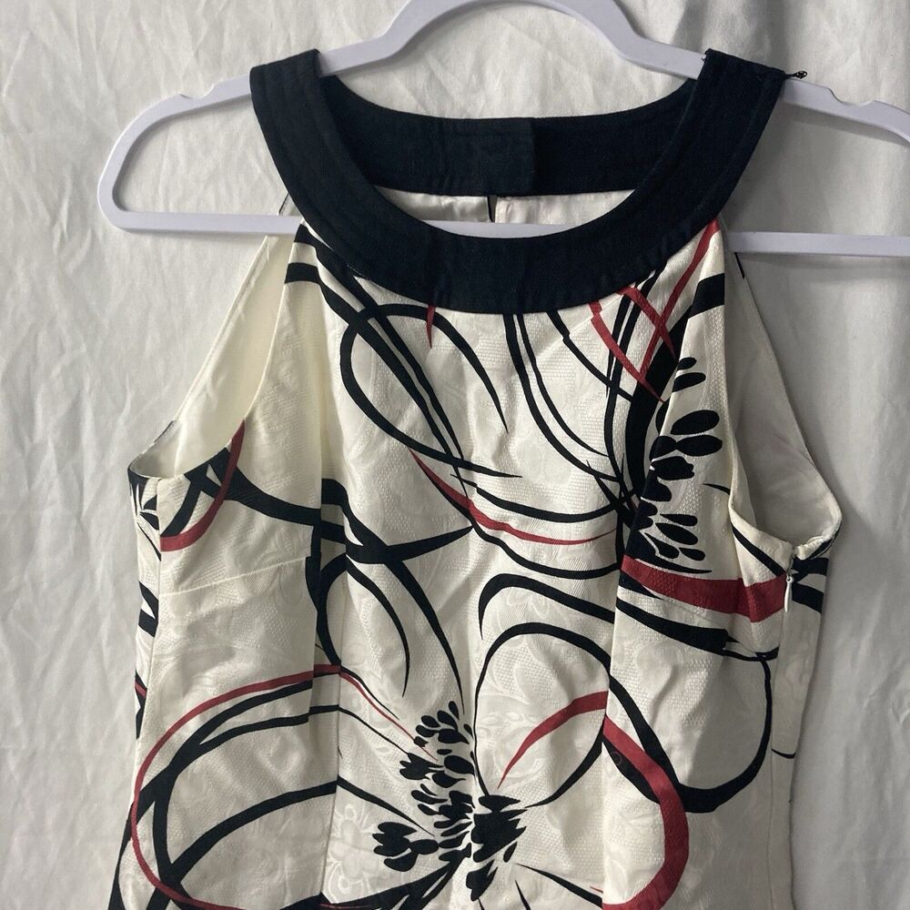 ANN TAYLOR white black red floral sleeveless shift dress 6P - Picture 2 of 9